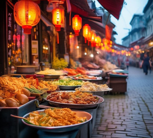 天津塘沽，繁华的街道与美食